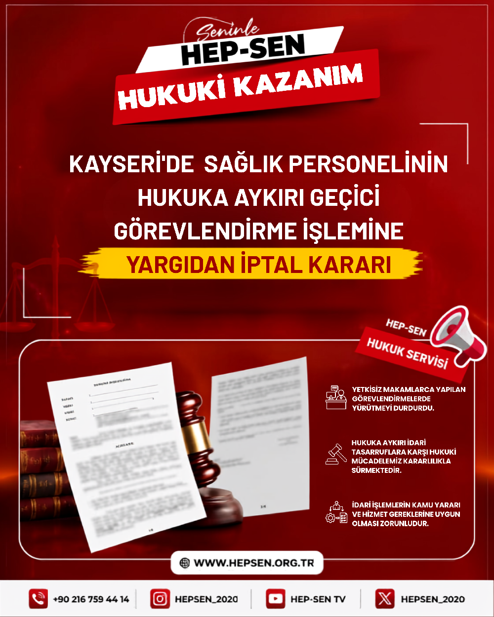 ​Kayseri'de  sağlık Personelinin Hukuka aykırı Geçici Görevlendirme İşlemine Yargıdan İptal Kararı!